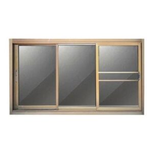 หน้าต่างอลูมิเนียมบานเลื่อน3ช่อง180X110 มีมุ้งลวด สีชา