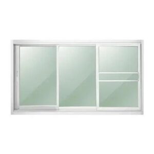 หน้าต่างอลูมิเนียมบานเลื่อน3ช่อง180X110 มีมุ้งลวด สีขาว