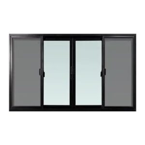 หน้าต่างอลูมิเนียมบานเลื่อน 4 ช่อง180X110 มีมุ้งลวด สีชา