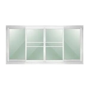 หน้าต่างอลูมิเนียมบานเลื่อน 4ช่อง 180x110 มีมุ้งลวด สีขาว
