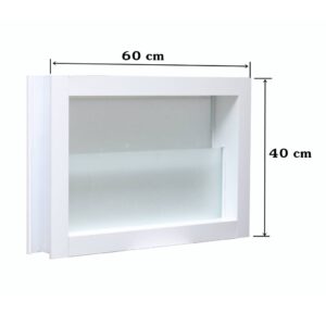 หน้าต่างอลูมิเนียม บานเกล็ดซ้อน ขาว+มุ้ง 60X40