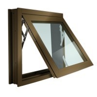 หน้าต่างอลูมิเนียมบานกระทุ้ง60X40 มีมุ้ง สีชา